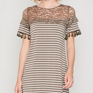 Lace Detailed Stripped Dress